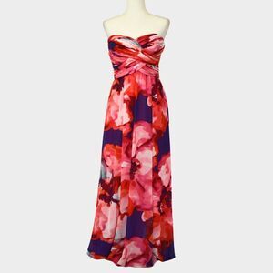 RALPH LAUREN Women's Strapless Floral Maxi Cocktail Dress Size 6